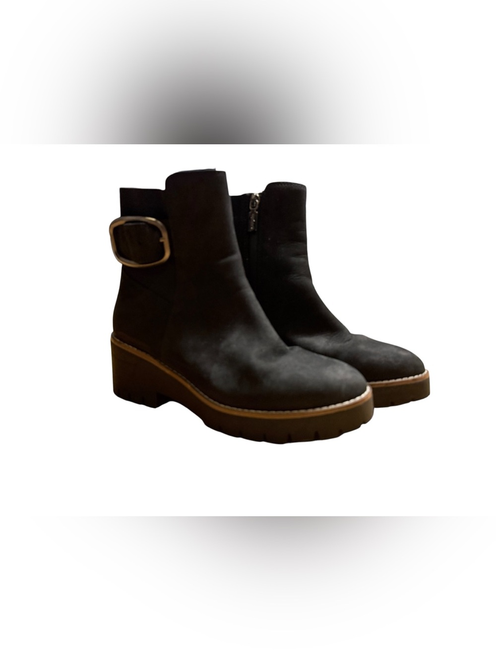 Blondo Dahlia Waterproof Black Nubuck Lug Sole Ankle Boots Size 8